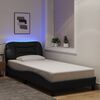 vidaXL Cadre de lit avec LED sans matelas Hvar noir 90x200 cm tissu