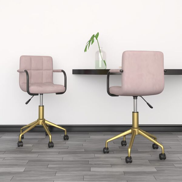 vidaXL Chaises pivotantes &agrave; manger lot de 2 rose velours