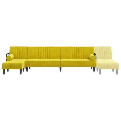 vidaXL Canapé-lit en forme de L jaune 260x140x70 cm velours