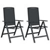 vidaXL Chaises de jardin inclinables 2 pc Noir Textil&egrave;ne