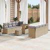 vidaXL Ensemble de canap&eacute; de jardin 11 pcs Beige Poly rotin