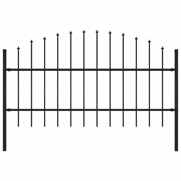 vidaXL Cl&ocirc;ture de jardin avec dessus en forme de lance en acier 181 x 100 cm Noir