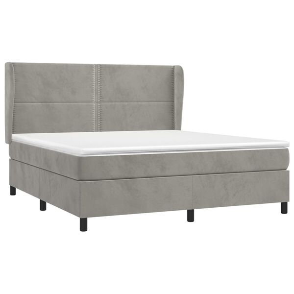 vidaXL Sommier &agrave; lattes de lit et matelas Gris clair 180x200cm Velours
