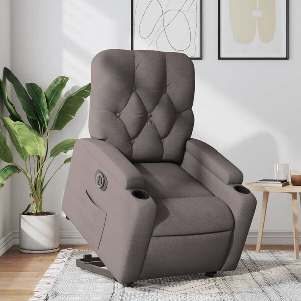 vidaXL Fauteuil inclinable &eacute;lectrique taupe tissu