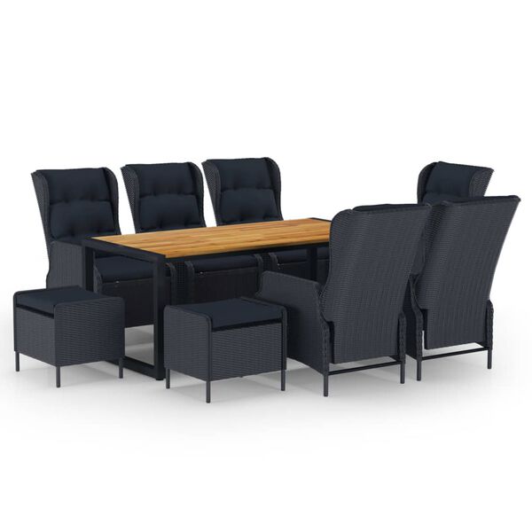 vidaXL Ensemble &agrave; manger de jardin 9 pcs Gris fonc&eacute;