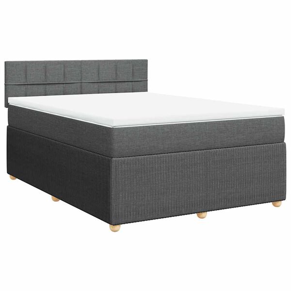 vidaXL Sommier &agrave; lattes de lit avec matelas Gris fonc&eacute; 140x190cm Tissu