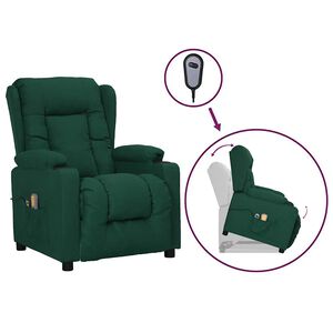 vidaXL Fauteuil de massage Vert fonc&eacute; Tissu