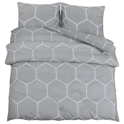 vidaXL Ensemble de housse de couette Gris 200x200 cm Coton