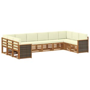 vidaXL Ensemble de canap&eacute; d'angle avec coussin 7 pcs Naturel et Cr&egrave;me