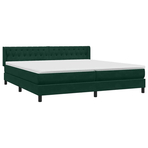 vidaXL Sommier &agrave; lattes de lit et matelas vert fonc&eacute; 200x210cm velours