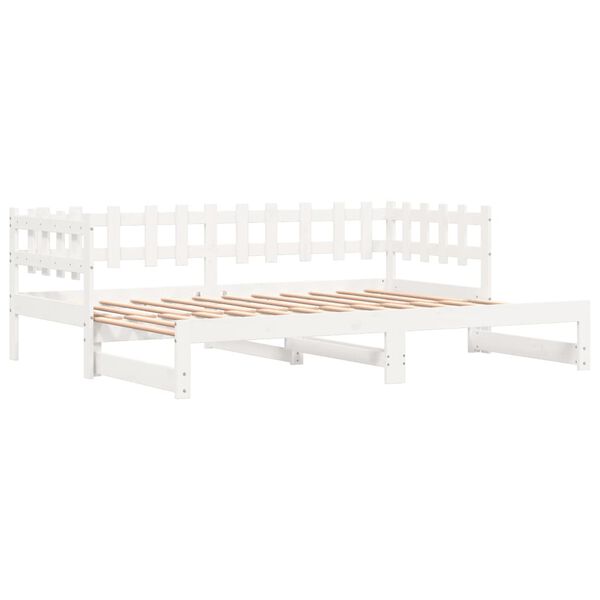 vidaXL Lit coulissant sans matelas blanc 2x(90x200) cm bois massif