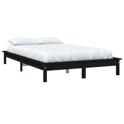 vidaXL Cadre de lit noir 120x190 cm petit double bois massif de pin