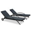 vidaXL Bains de soleil avec table en r&eacute;sine tress&eacute;e anthracite