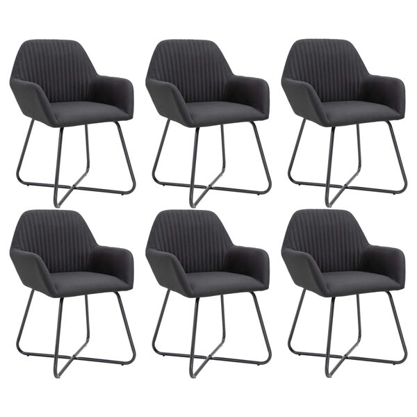 vidaXL Chaises &agrave; manger lot de 6 noir tissu