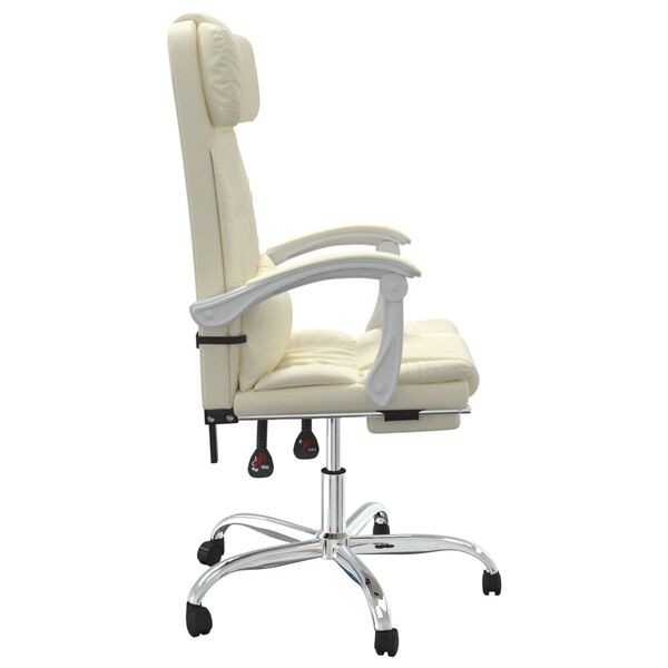 vidaXL Fauteuil de massage inclinable de bureau Cr&egrave;me Similicuir