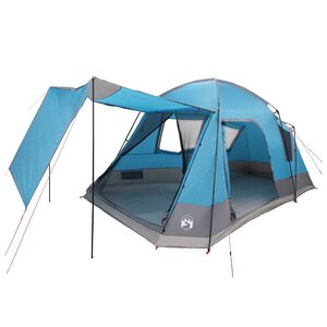 vidaXL Tente Cabane avec toit Bleu 8 personnes Polyester et Acier