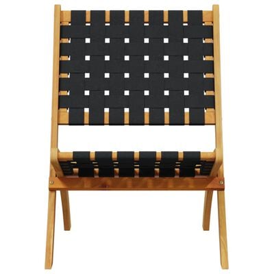 vidaXL Chaises pliables de jardin lot de 2 avec table noir bois massif