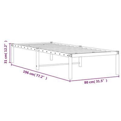 vidaXL Cadre de lit métal sans matelas blanc 75x190 cm