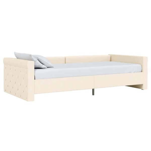 vidaXL Lit avec matelas et &eacute;clairage USB Cr&egrave;me Tissu 90x200 cm