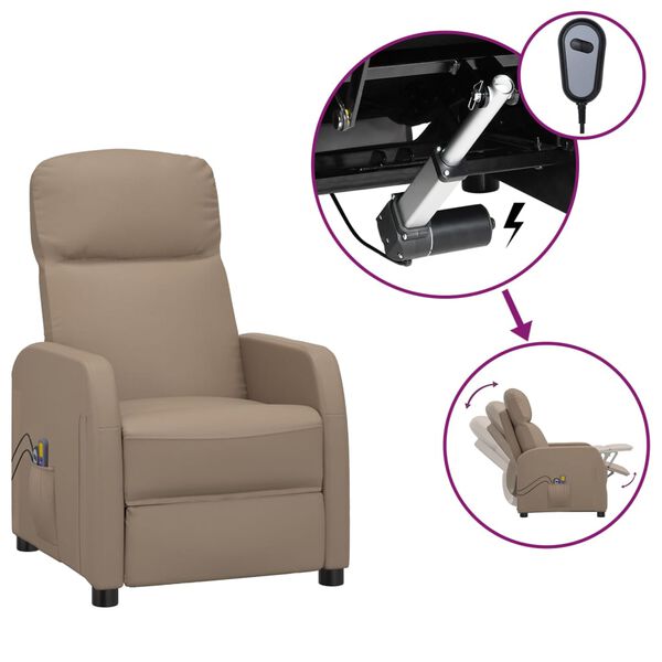 vidaXL Fauteuil de massage &eacute;lectrique Cappuccino Similicuir