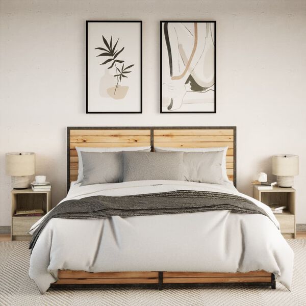 vidaXL Armoires de chevet et lumi&egrave;res LED 2 pcs ch&ecirc;ne sonoma