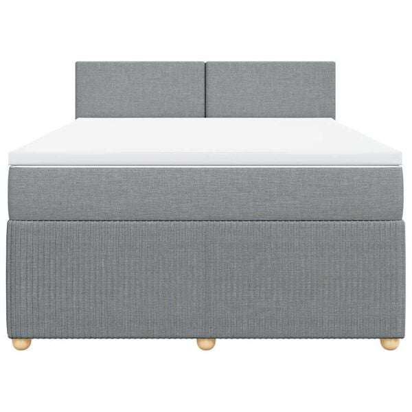 vidaXL Sommier &agrave; lattes de lit avec matelas Gris clair 140x200cm Tissu