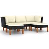 vidaXL Salon de jardin 5 pcs avec coussins R&eacute;sine tress&eacute;e Noir