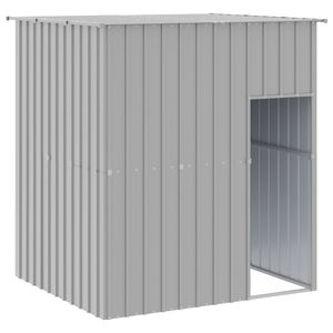 vidaXL Niche pour chien avec toit gris clair acier galvanis&eacute;