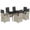 vidaXL Ensemble &agrave; manger de jardin et coussins 7 pcs gris clair rotin