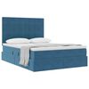 vidaXL Lit avec rangement et matelas Bleu fonc&eacute; 140 x 190 cm Velours