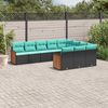 vidaXL Salon de jardin 10 pcs avec coussins noir r&eacute;sine tress&eacute;e