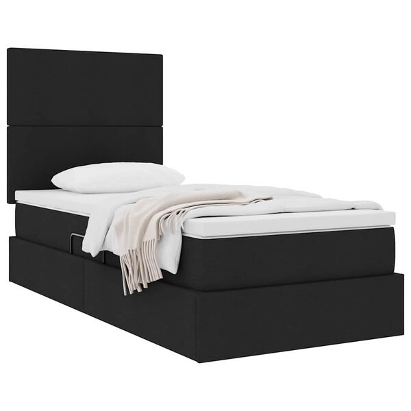 vidaXL Lit avec rangement et matelas Noir 100 x 200 cm Polyester
