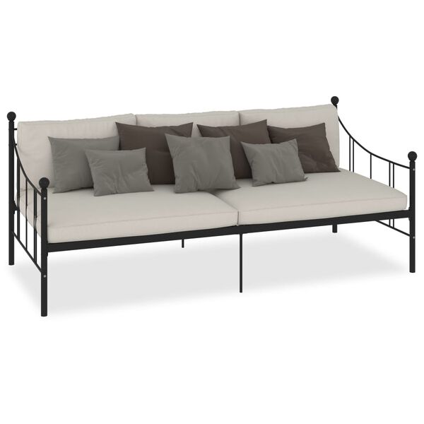 vidaXL Cadre de lit de repos sans matelas noir métal 90x200 cm