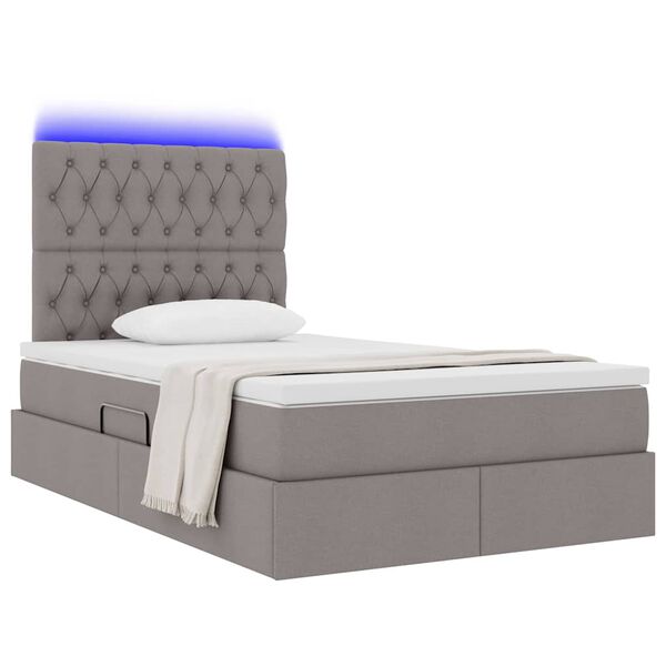 vidaXL Lit avec rangement et LED avec LED Taupe 120 x 200 cm Polyester