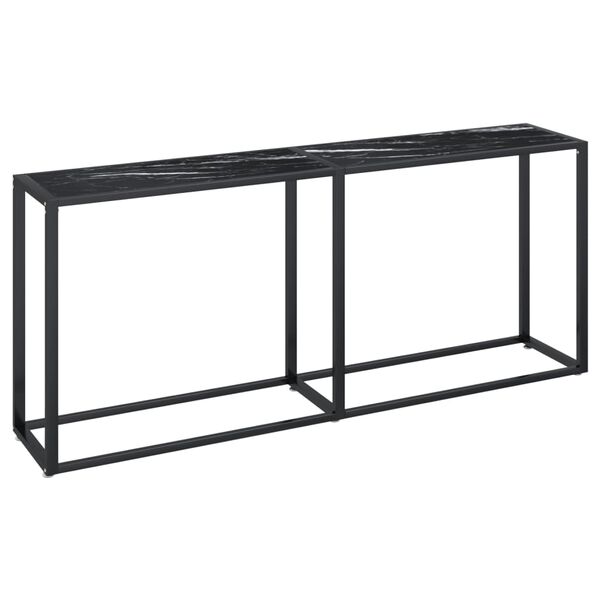 vidaXL Table console Marbre noir 180x35x75,5 cm Verre tremp&eacute;