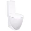 vidaXL Toilette en c&eacute;ramique Ronde &Eacute;coulement d'eau au fond Blanc