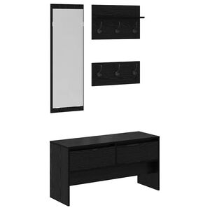 vidaXL Ensemble de meubles d'entr&eacute;e 4 pc Ch&ecirc;ne noir 90 x 31 x 46,5 cm
