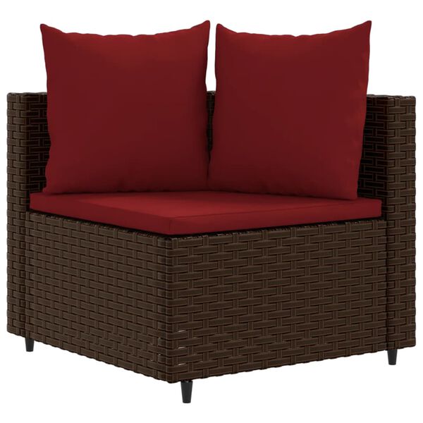 vidaXL Salon de jardin avec coussins 9 pcs marron résine tressée