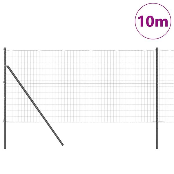 vidaXL Cl&ocirc;ture avec poteau Gris 1 x 10 m Acier et PVC