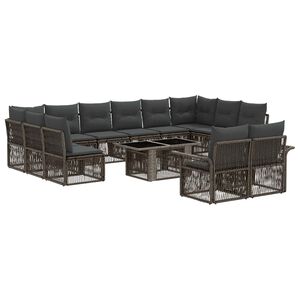 vidaXL Ensemble de canap&eacute; de jardin 13 pc Gris et Gris fonc&eacute; polyrotin