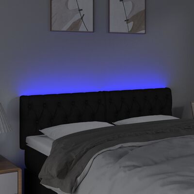 vidaXL Tête de lit à LED Noir 144x7x78/88 cm Tissu