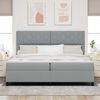 vidaXL Lit &agrave; ressorts avec matelas Gris clair 200 x 200 cm tissu