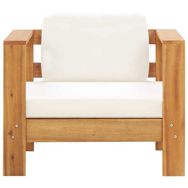 vidaXL Chaise de jardin avec coussin Cr&egrave;me Bois d'acacia solide