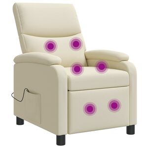 vidaXL Fauteuil de massage inclinable Cr&egrave;me Simili cuir