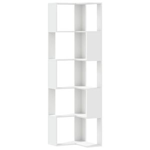 vidaXL Biblioth&egrave;que d'angle &agrave; 5 niveaux blanc bois d'ing&eacute;nierie