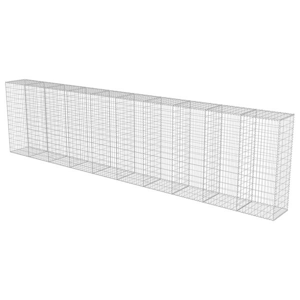 vidaXL Mur &agrave; gabion avec couvercles Acier galvanis&eacute; 600 x 50 x 150 cm