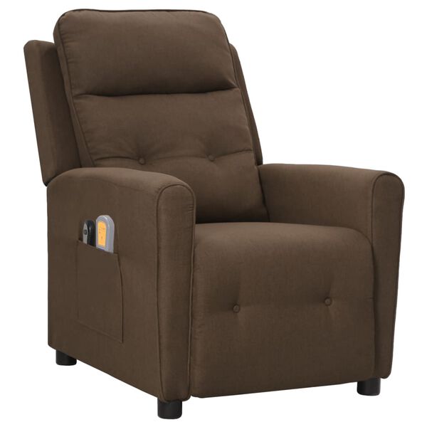 vidaXL Fauteuil &eacute;lectrique de massage Marron Tissu