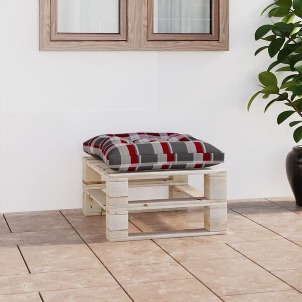 vidaXL Repose-pied palette de jardin avec coussin bois de pin