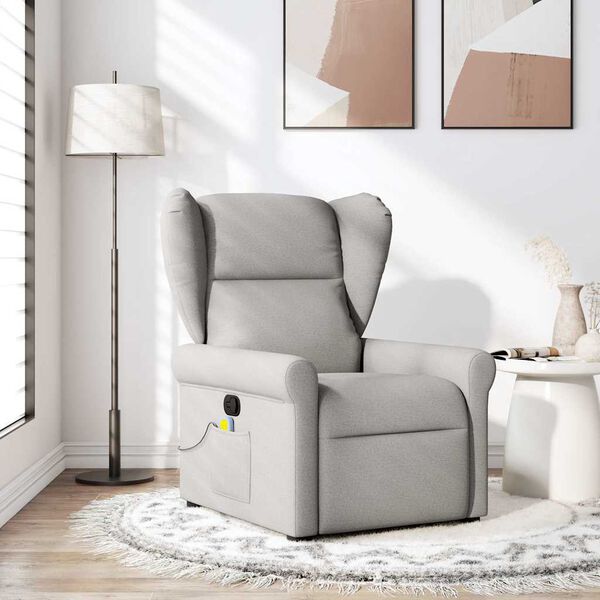 vidaXL Fauteuil de massage inclinable gris nuage tissu