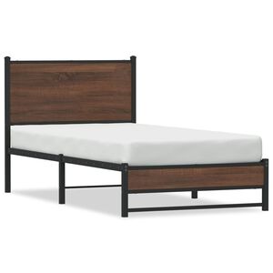 vidaXL Cadre de lit en m&eacute;tal sans matelas ch&ecirc;ne marron 90x190 cm